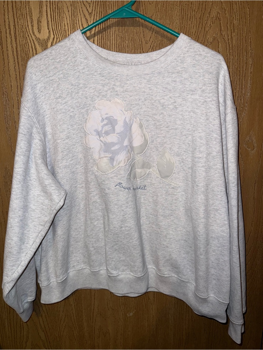 Light Gray Floral Graphic Sweatshirt - Women Sweaters